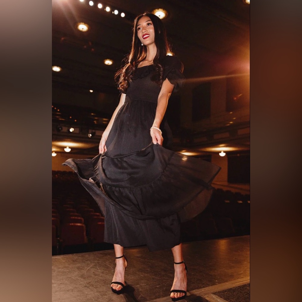 Gracie Chiffon Black Maxi Dress